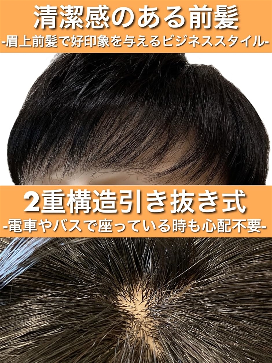 ウィッグ メンズ かつら カツラ 男性 部分ウィッグ つむじ 頭頂部 ショート 必需品５点セット( ナチュラルブラック)