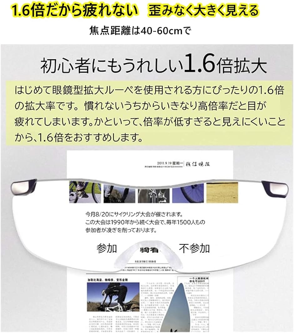 人気の製品 メガネ型拡大鏡 作業用ルーペ 拡大率1.6倍 うれしいおまけ