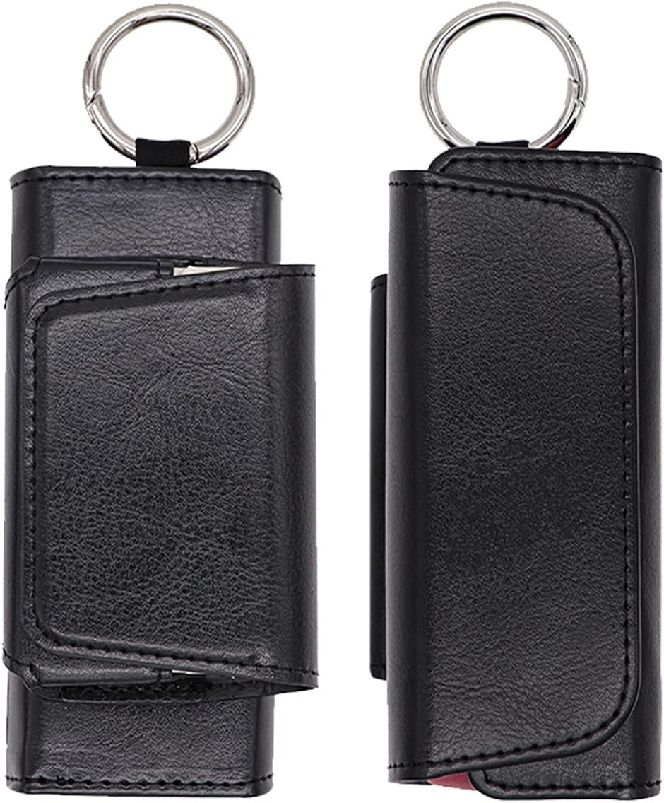Custodia per case for IQOS ILUMA in pelle PU con coperchio laterale di protezione, rivestimento esterno intercambiabile (nero