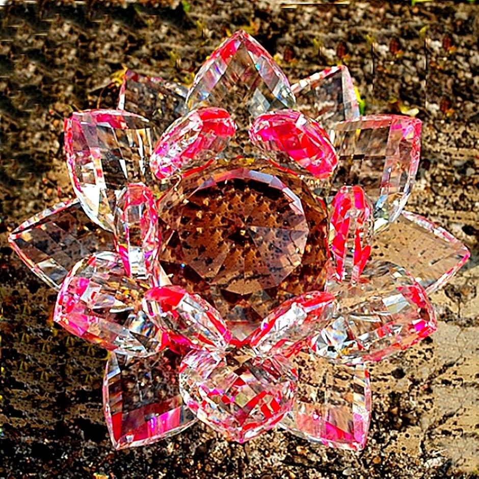 クリスタルガラス 水晶玉 蓮の花 ロータス サンキャッチャー 風水