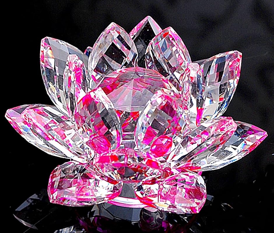 クリスタルガラス 水晶玉 蓮の花 ロータス サンキャッチャー 風水