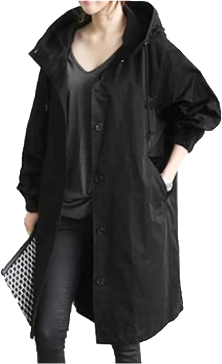 アウター トレンチコート風 フード付 ロングコート スプリングコート