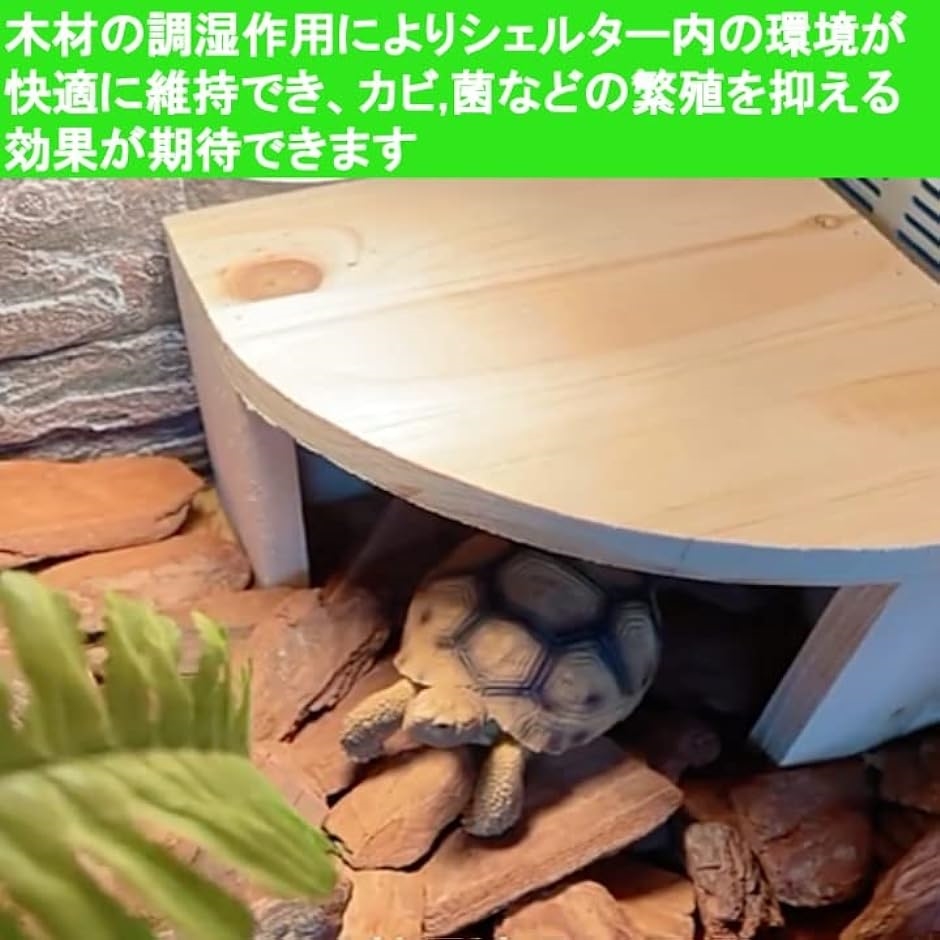 木製 隠れ家 リクガメ カメ シェルター 爬虫類 小動物( ライトブラウン)