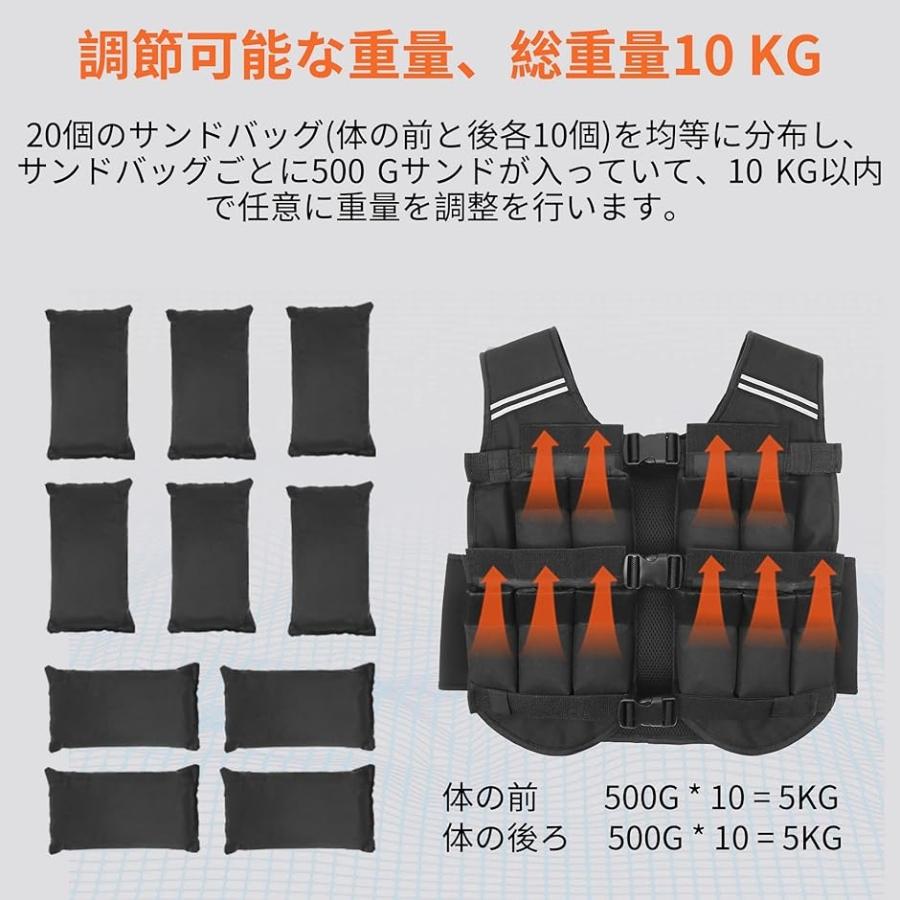 ウェイトベスト おもり 筋トレ 加重ベスト 10kg MDM( 黒い)｜horikku｜02