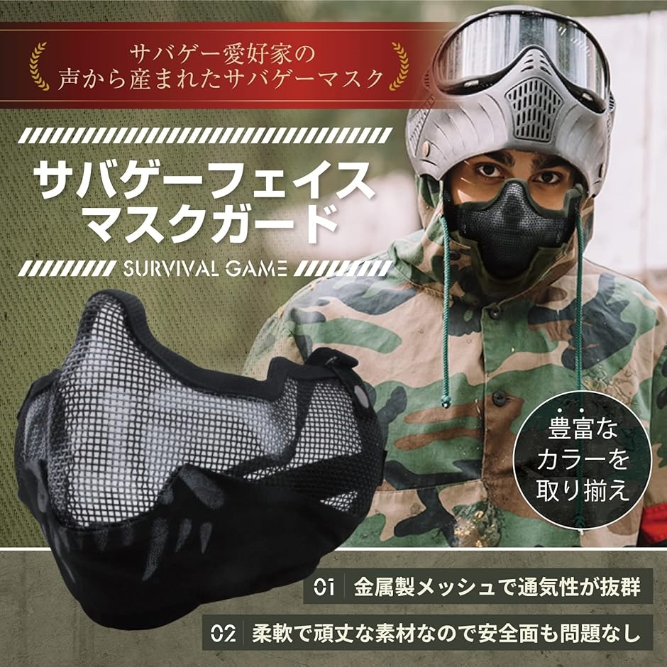 サバゲーマスク フェイスマスク 黒 サバゲー マスク２３ - 個人装備