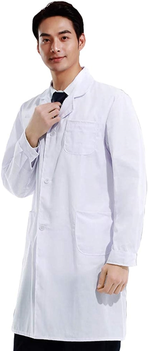 白衣 長袖 実験衣 男医 レディース ドクターコート ポケット付き ホワイト( 長袖シャツ,  3XL)