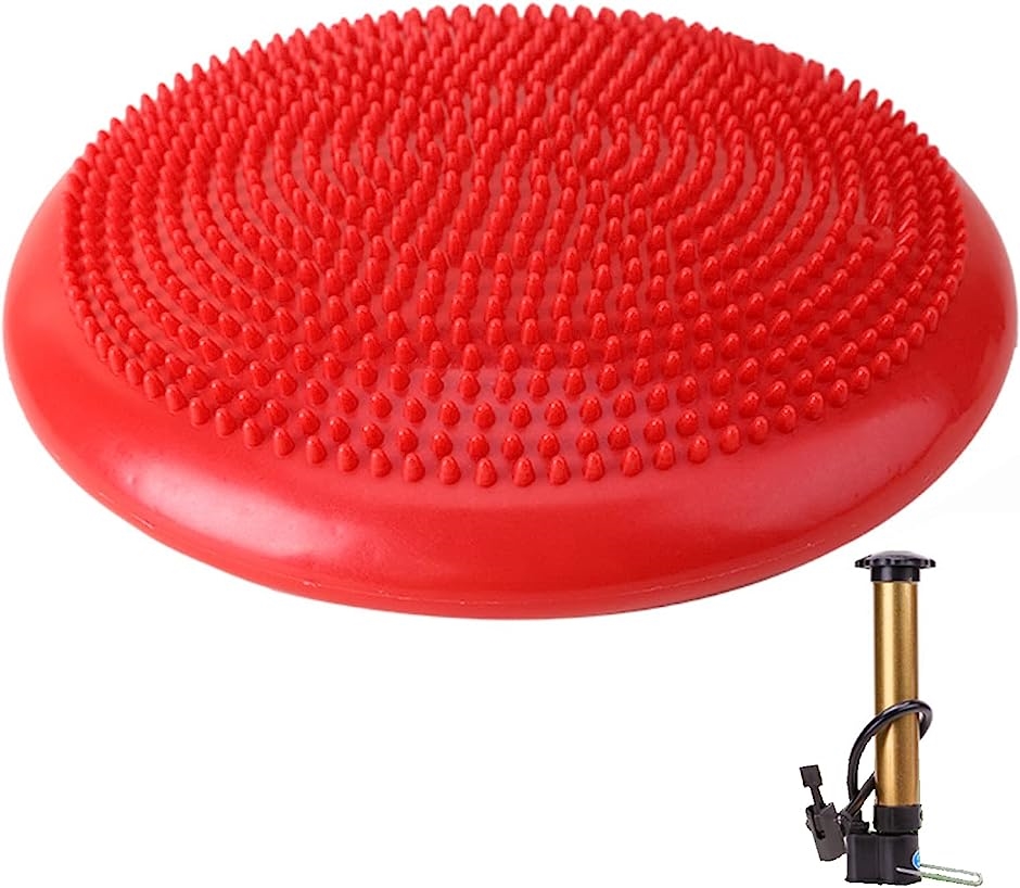 バランスディスク 空気入れポンプ付き 直径33cm( レッド)