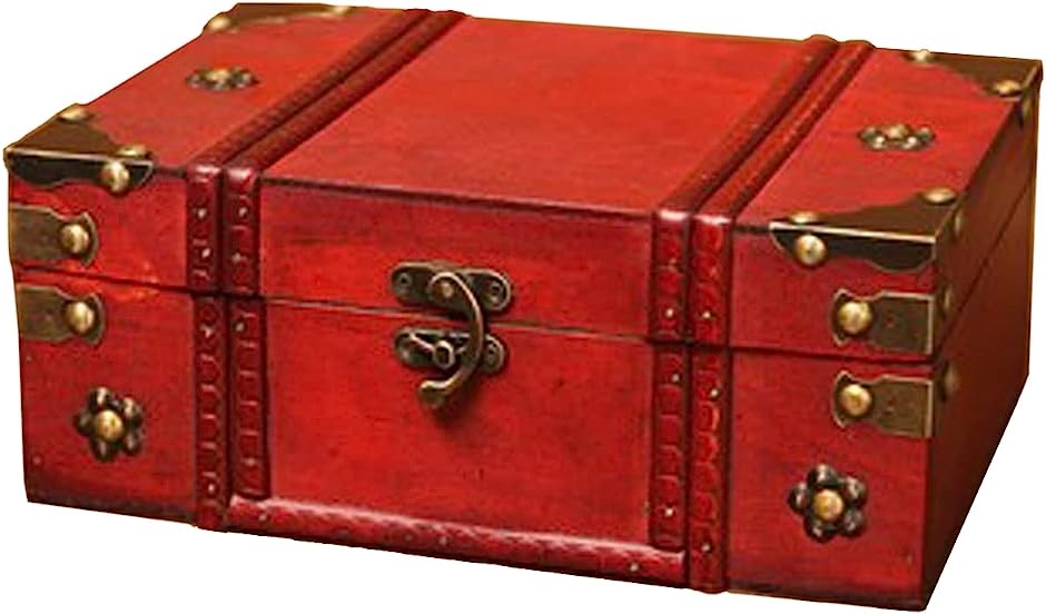 アンティーク調 木製 小物入れ ボックス 装飾 大きめサイズ 木箱 収納 