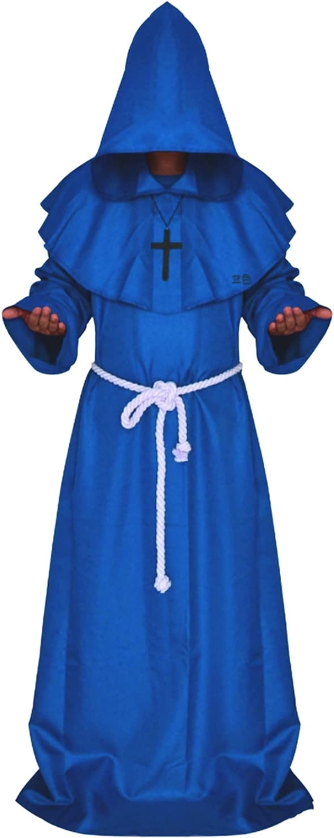 ハロウィンコスチューム 中世の修道士コスプレ 男女兼用 魔術師 コスチュームパーティー 仮装 MDM( 藍色,  M)