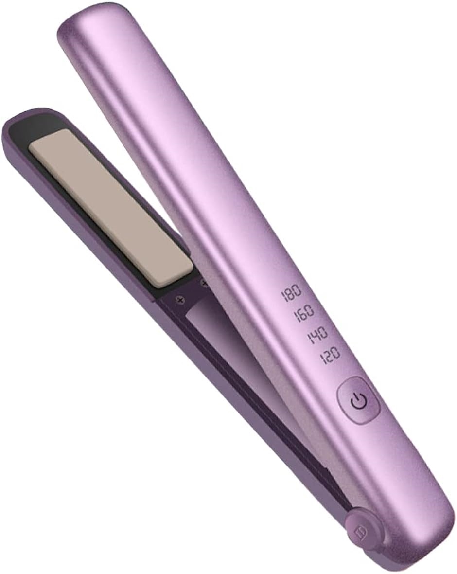 ヘアアイロン コードレス ミニ カール ストレートアイロン 持ち運び便利 USB充電式( Purple)