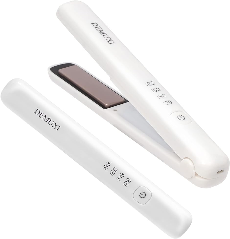 ヘアアイロン コードレス ミニ カール ストレートアイロン 持ち運び便利 USB充電式 MDM( White)｜horikku