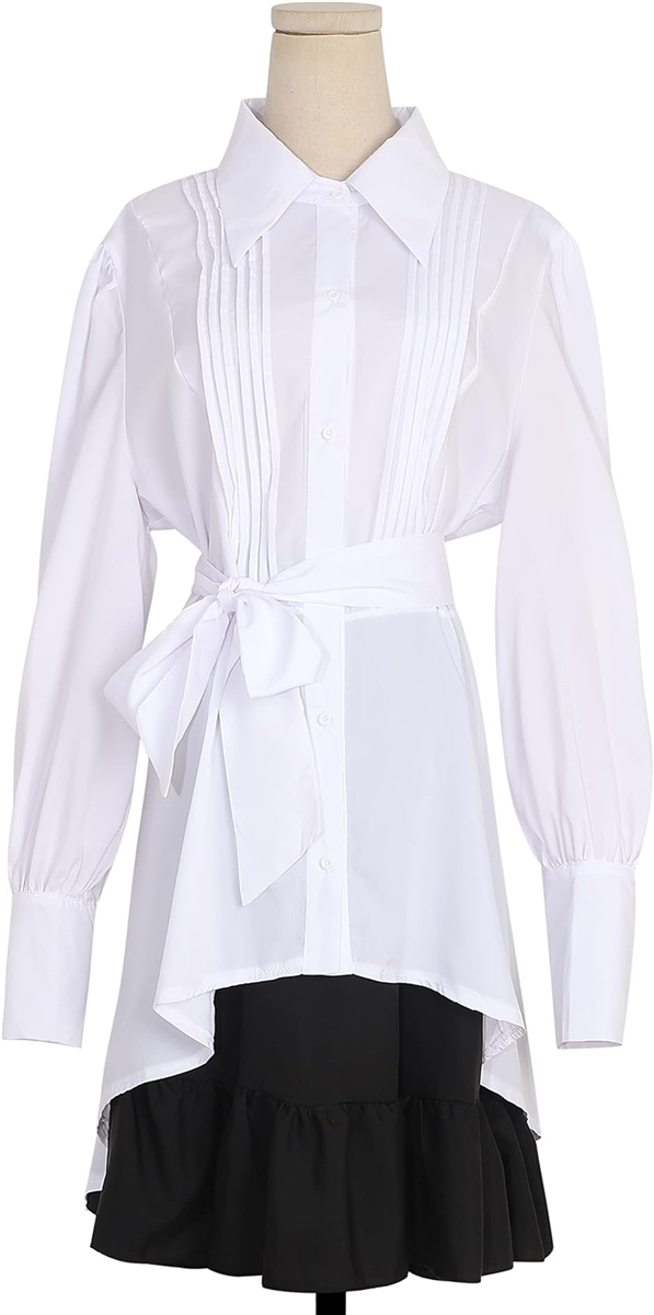 大きいサイズ シャツドレス コスプレ ロリータファッション( A/ホワイト,  5XL)｜horikku｜03