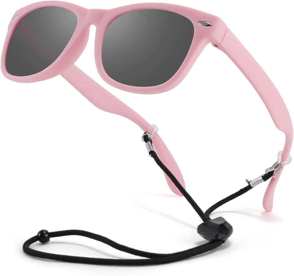 キッズ サングラス 子供用 偏光 レンズ メガネケース付き 野球 バス 釣り 自転車( ピンク)