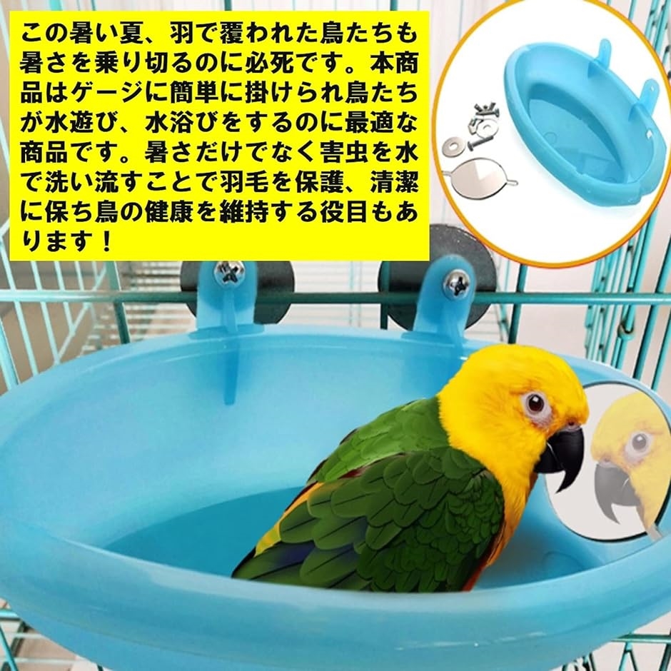 鳥 水浴び 容器 鏡付き｜horikku｜02