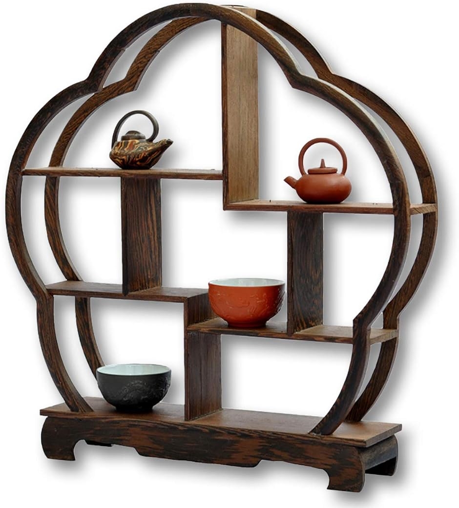 中国 茶器 香炉 盆栽 花瓶 台 棚 花台 木製 和風 モダン アンティーク ディスプレイ ウッド ラック 家具 オブジェ( 花型)