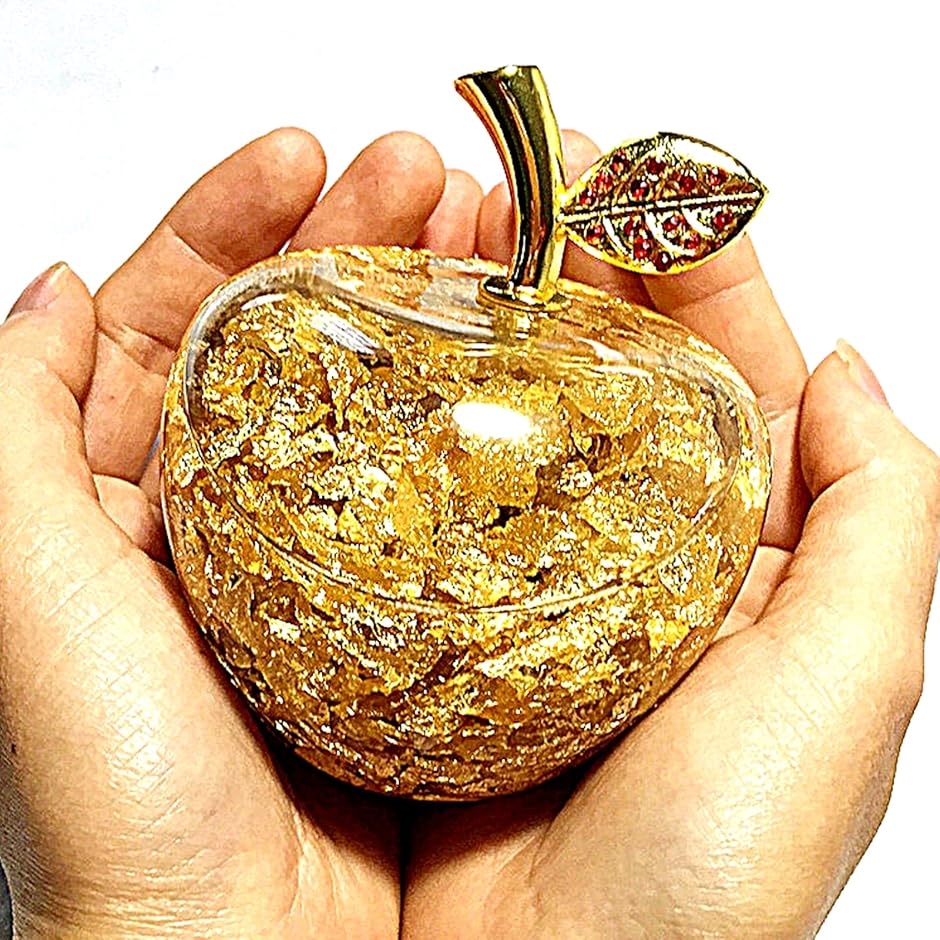 風水 幸運林檎 リンゴ インテリア 置物 金箔 ゴールド(金箔, 9cm