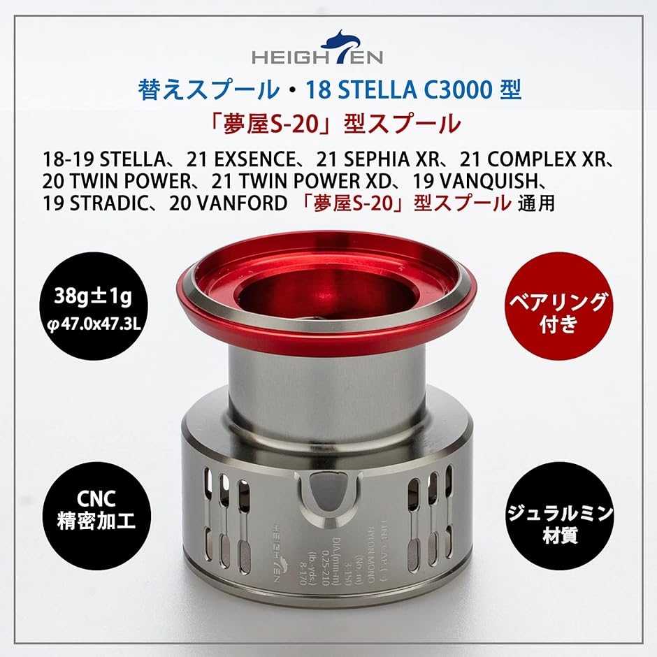 夢屋　スプ－ルS-20　2500F3 リール スプール 夢屋S-20型 替えスプール 2500番から3000番対応 53