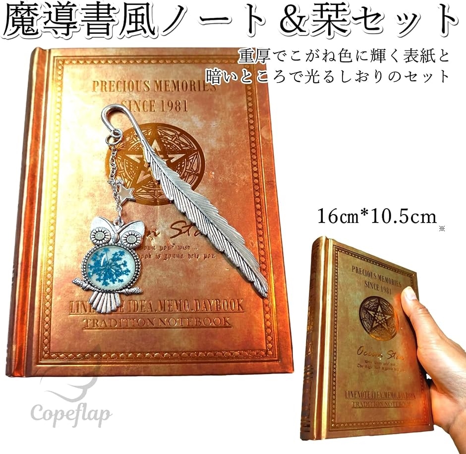 魔導書 魔法書 ノート 魔導書風ノート 洋書風 日記帳 五芒星 しおり