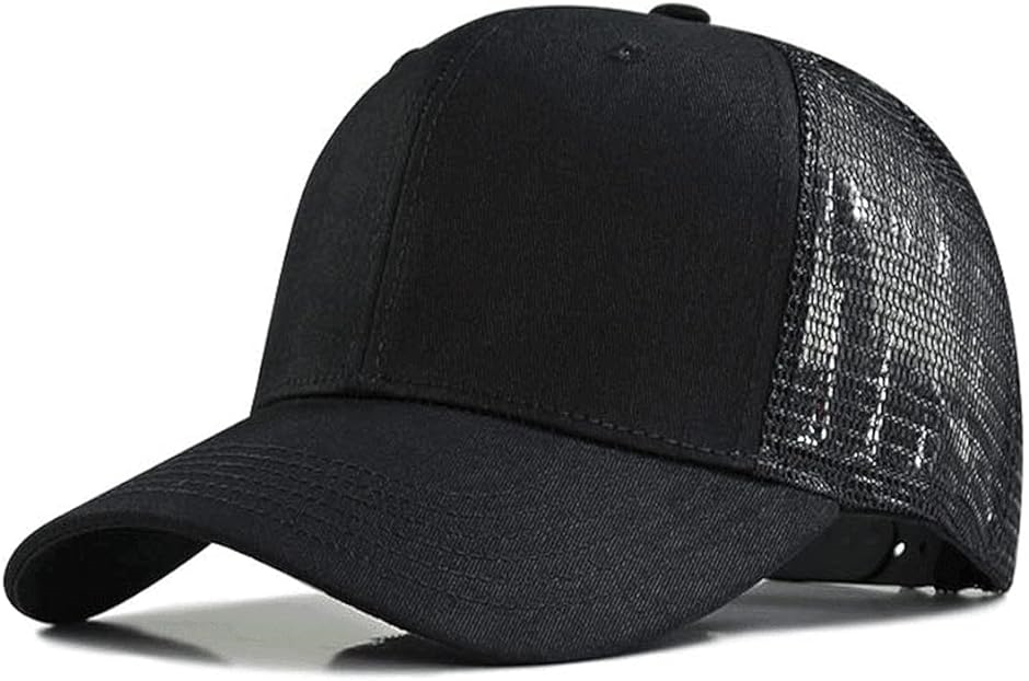ラクエスト 深め メッシュ キャップ 帽子 大きいサイズ( ブラック・ロゴなし,  L)｜horikku