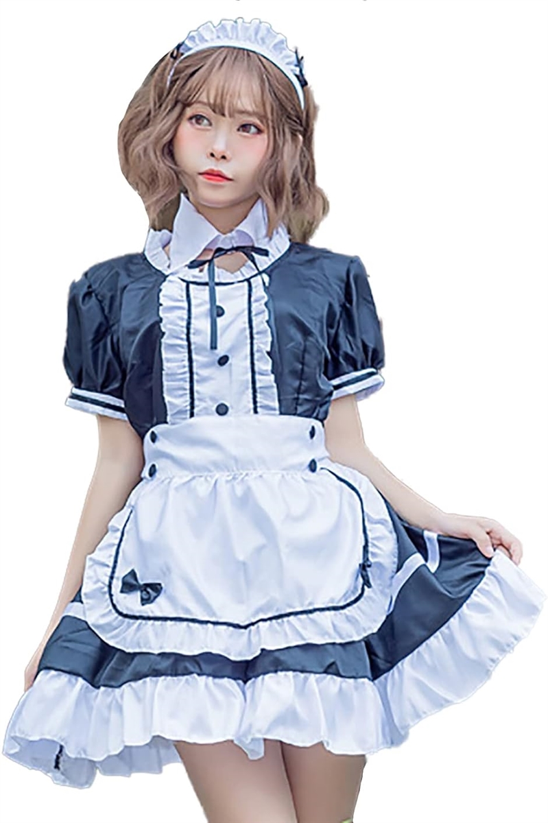 ps.jメイド服 コスプレ コスチューム セクシー 可愛い かわいい ゴスロリ ワンピース( ブラック,  4XL)