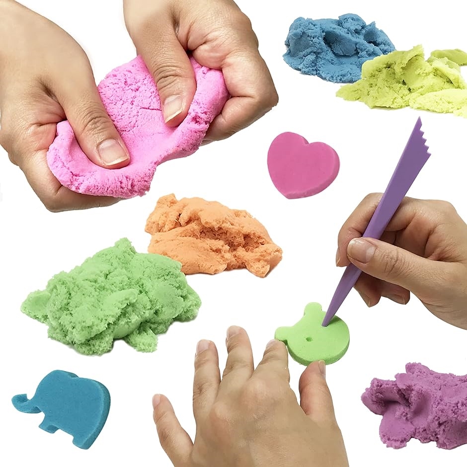 おうちで砂あそび 手が汚れない 室内遊び 砂遊び マジック サンド 魔法の砂 カラフルセット( 6色セット)