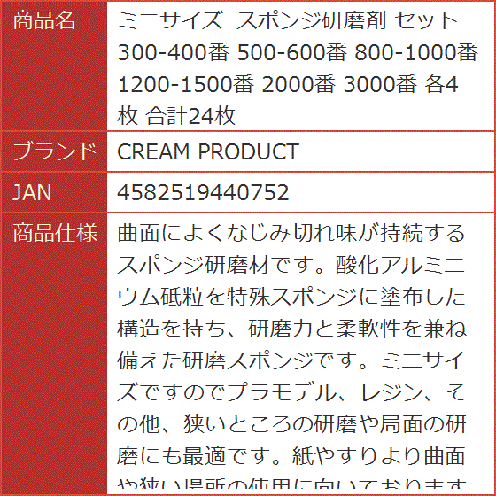 ミニサイズ スポンジ研磨剤 セット 300-400番 500-600番 800-1000番