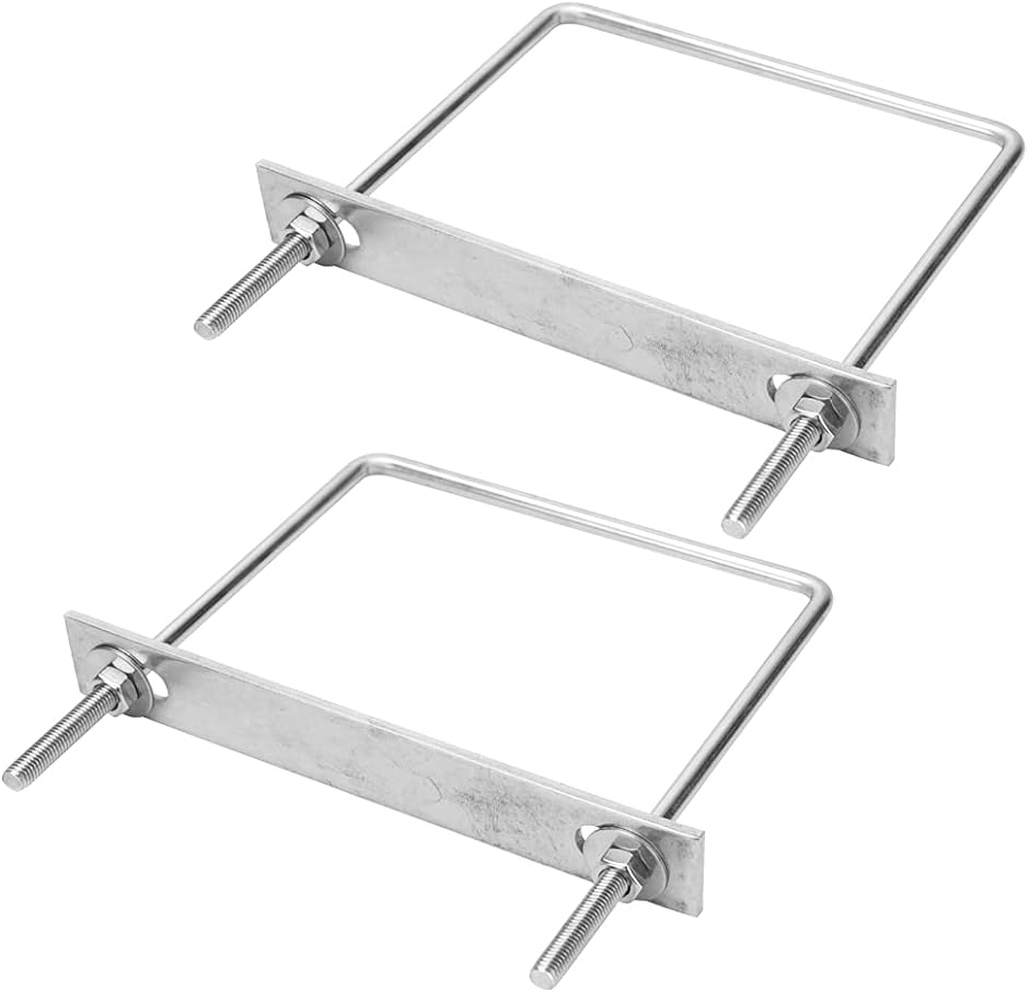 駐車カーポート用 コ型ボルト 固定金具 ステンレス製 角パイプ アルミ柱 穴あけ不要 15.5cm( 15.5cm 2個セット) | ブランド登録なし
