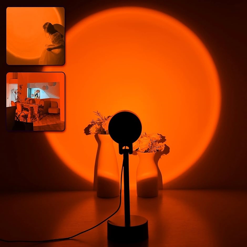 夕日ライト 日没ライト インススタイル サンセットライト撮影 サンセットランプ ベッドサイド LED( 夕焼け-オレンジ)