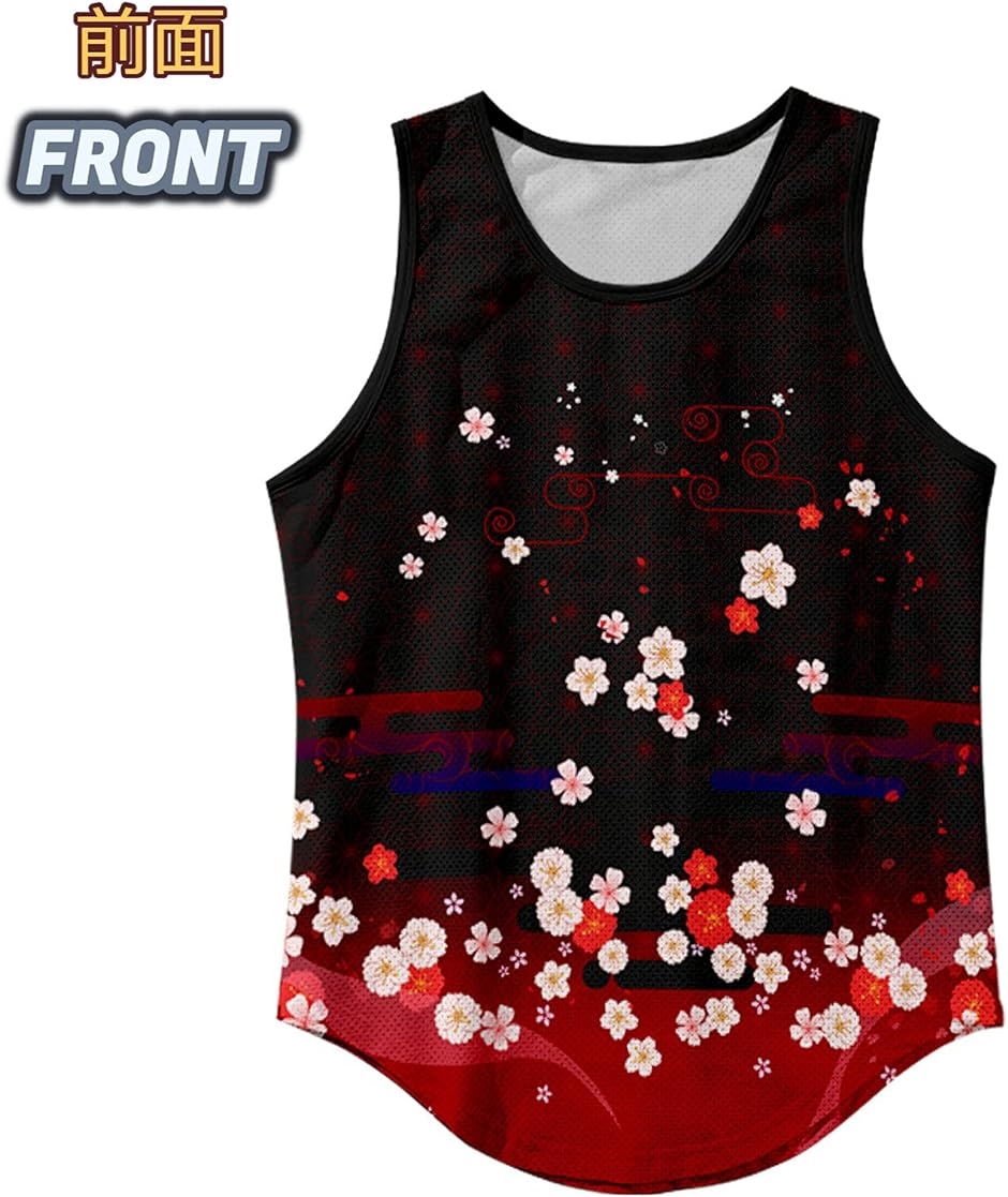 プリント タンクトップ メンズ( 花と狐面, M) : スピード発送 ホリック