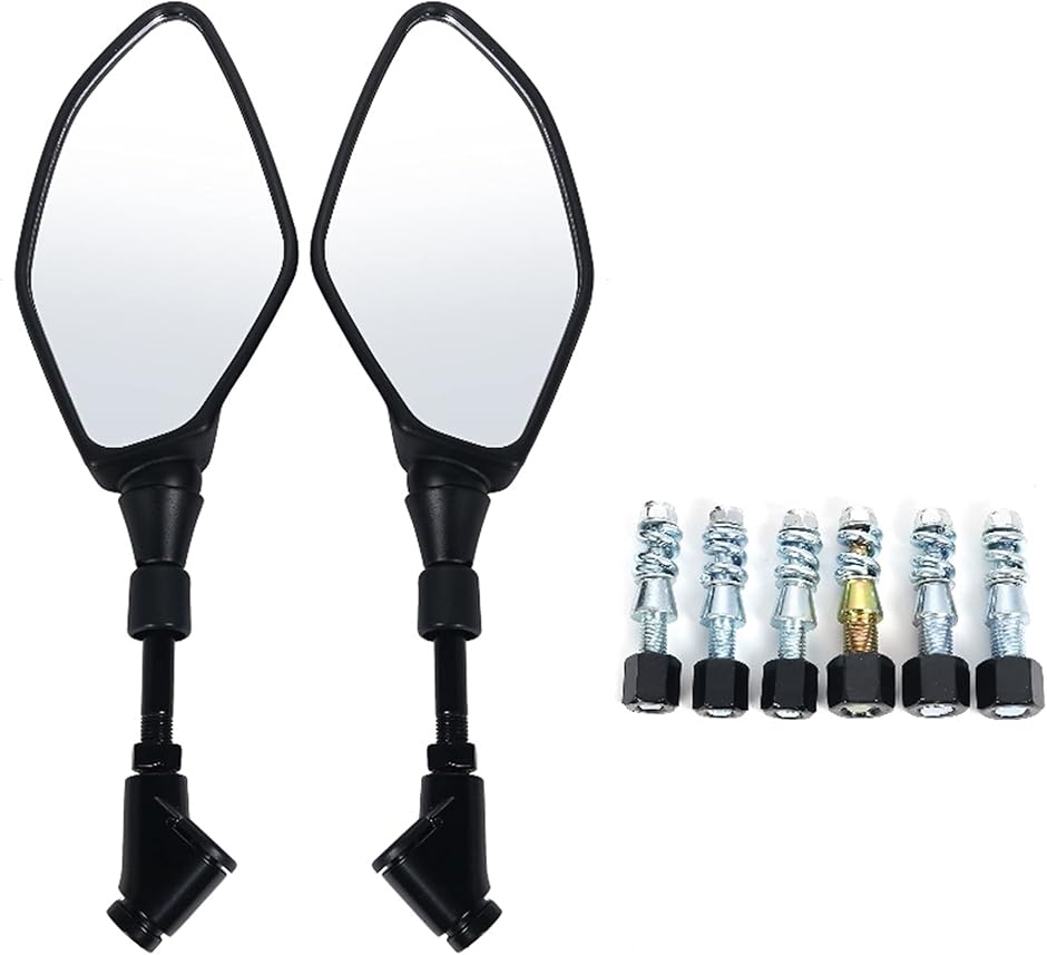 互換品】バイクミラー 10mm 8mm ネジ 付き 車検基準内 HONDA カブ