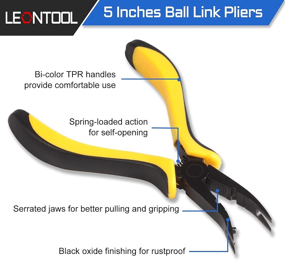 ボールリンクプライヤー、湾曲した先端が曲がったヘッドを備えた5インチモデルの修理ツール｜horikku｜02