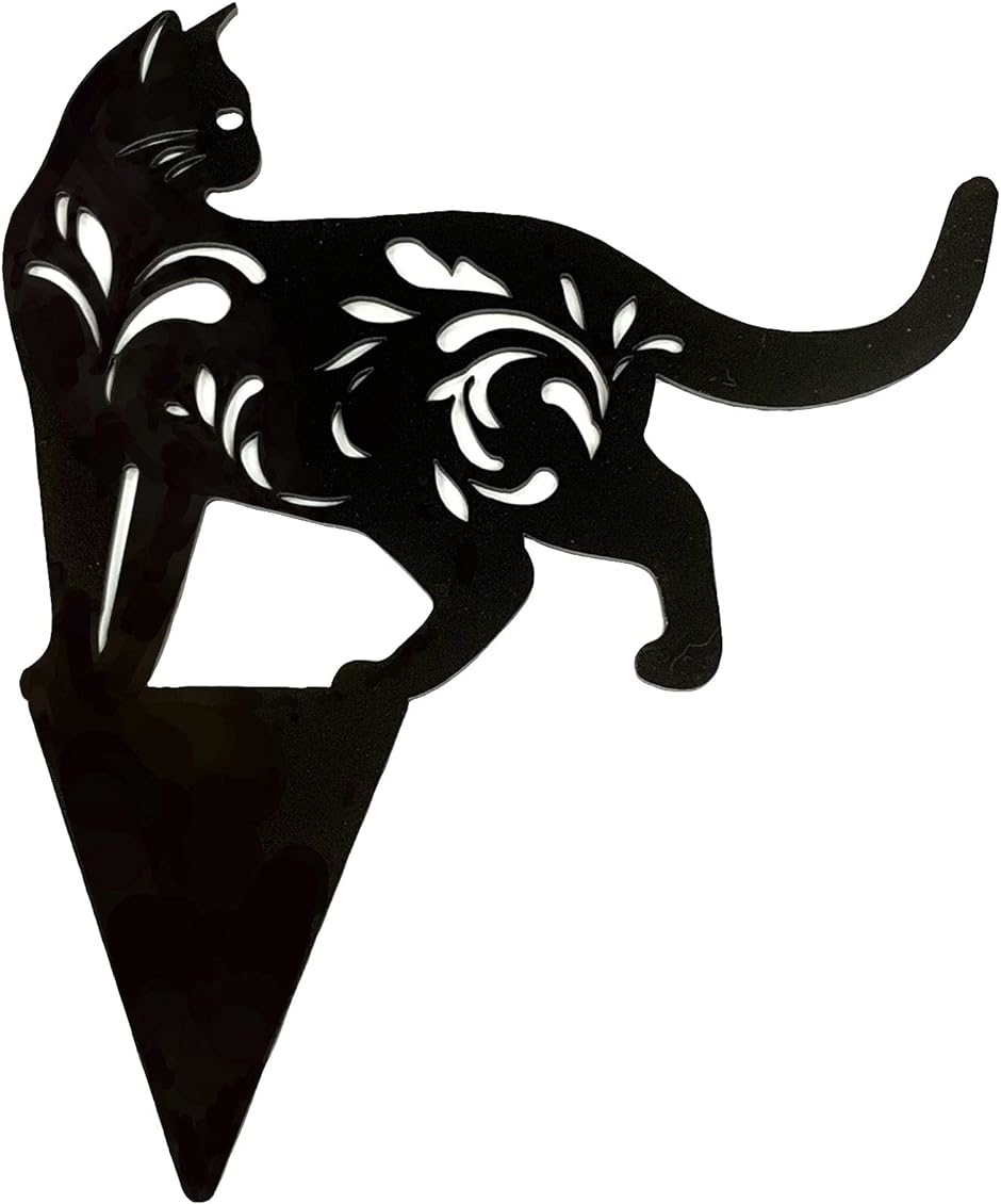 ガーデンオーナメント 動物 猫 子猫 ガーデニング オブジェ 庭 屋外 挿入式 黒猫 ハロウィン 6( 黒猫　6)｜horikku