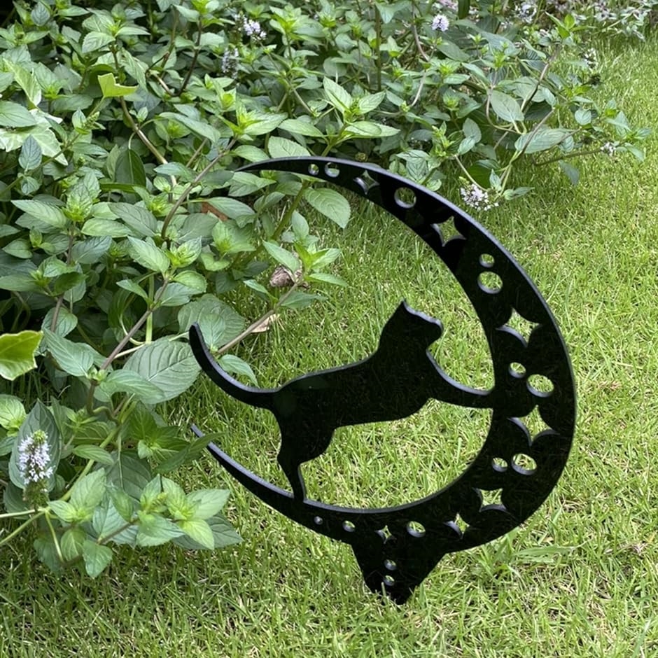 ガーデンオーナメント 動物 猫 子猫 ガーデニング オブジェ 庭 屋外 挿入式 黒猫 ハロウィン 6( 黒猫　6)｜horikku｜05