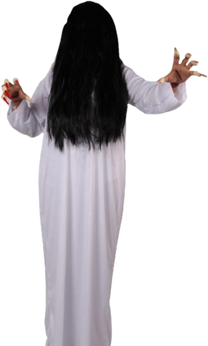 ハロウィン 幽霊 コスプレ衣装 仮装 男女兼用 大人用 フリーサイズ 2点セット 衣装+ウイッグ MDM( ホワイト)