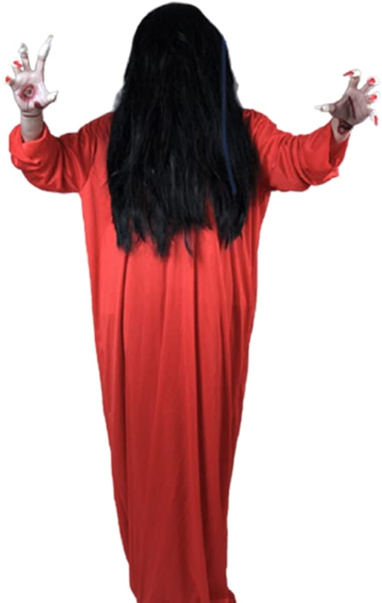 ハロウィン幽霊 コスプレ衣装 仮装 パーティーグッズ フリーサイズ 2点セット 衣装+ウイッグ 赤/ホワイト( レッド,  ワンサイズ)