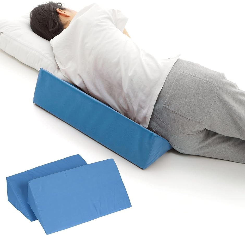 介護福祉士が推奨するクッション ２個セット 介護用クッション 三角クッション 寝返りしやすく安定 安心の日本ブランド( ブルー)