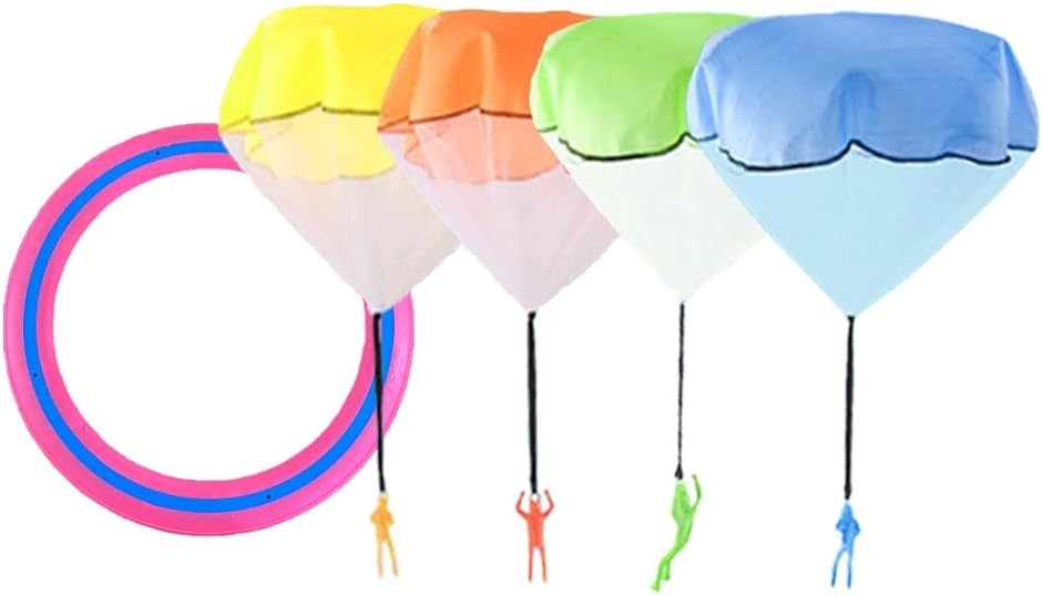 フリスビー ミニ パラシュート 楽しい おもちゃ フライングディスク ドーナツ型 落下傘 よく飛ぶ 屋外 野外 公園 アウトドア 子供