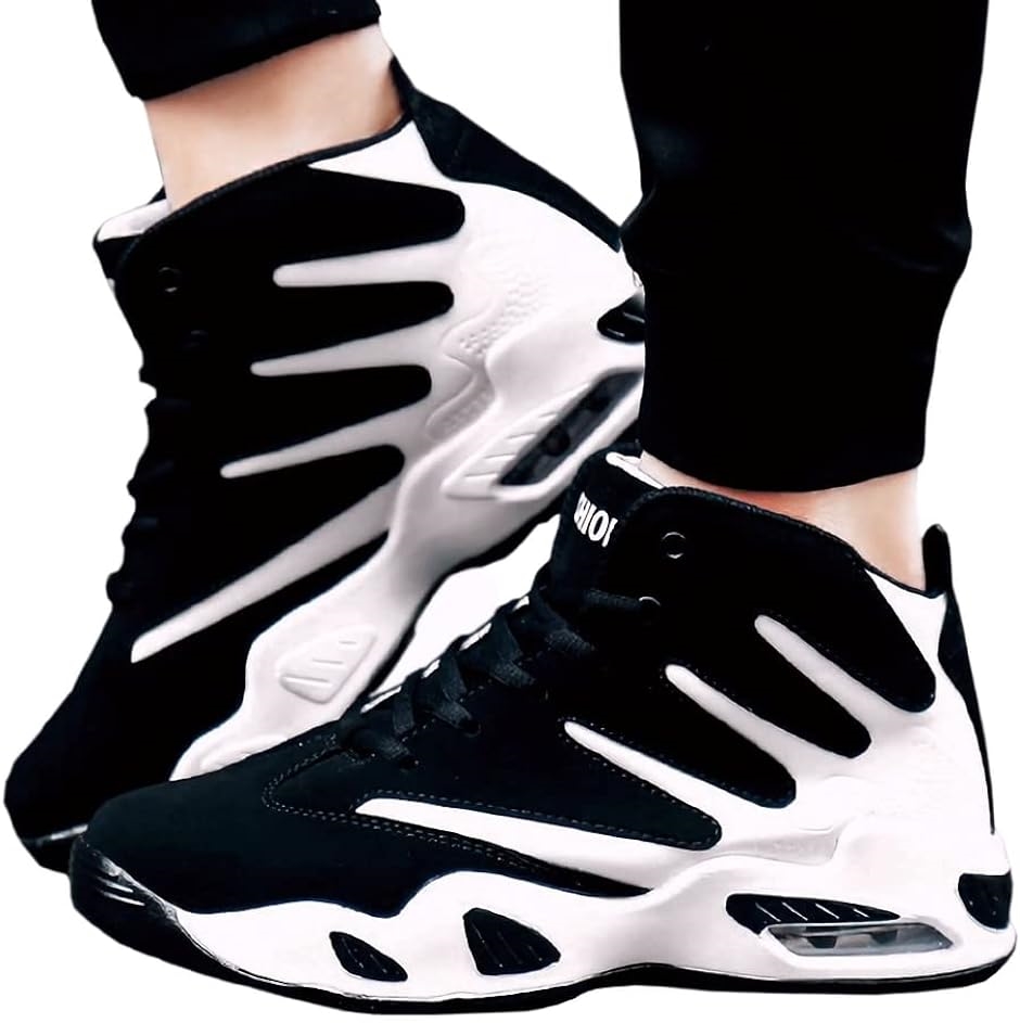アスペルシオ ミドルカット スニーカー ストリート スポーツ トレーニング シューズ メンズ 紐靴( #ホワイト,  25.5 cm)