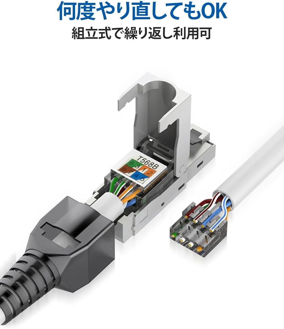 rj45コネクタ cat7 / cat6a かしめ工具不要 再利用可能 ロードバー付き 簡単成端 干渉防止 8P8C MDM(シルバー)  :2B4DURGUSK:スピード発送 ホリック - 通販 - Yahoo!ショッピング