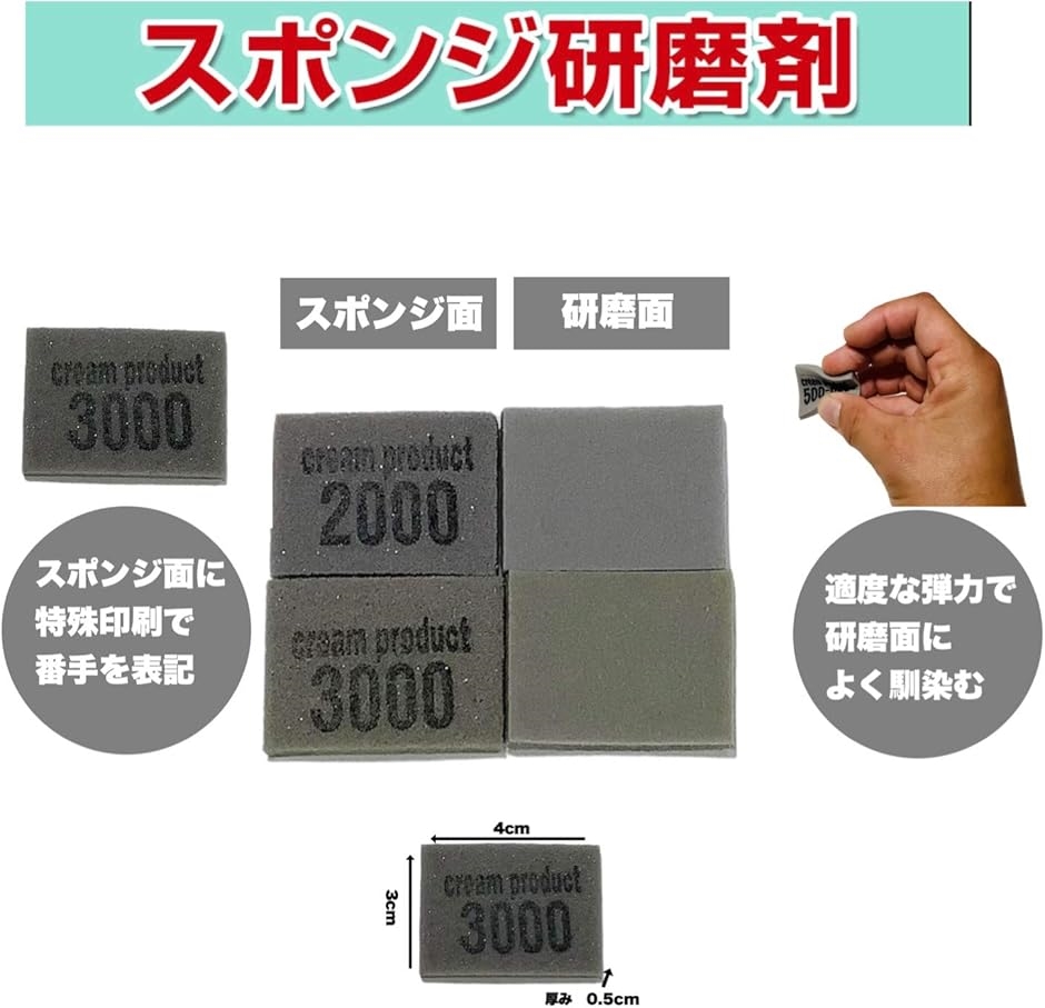 ミニサイズ スポンジ研磨剤 ヤスリ セット 2000番 3000番 MDM( 4