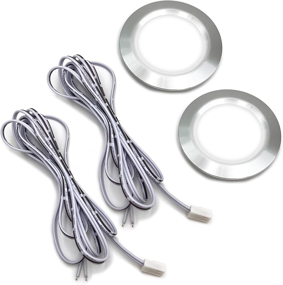 �G�X�l�b�g DC 12V 3W ���^ LED �_�E�� ���C�g ���F 6500K 55mm �O�� 68mm ���� 14mm 2m(2��)