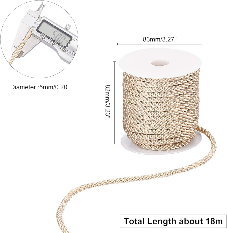 ツイスト ナイロン ロープ 直径約5mm 編みコード レーヨンコード 手芸