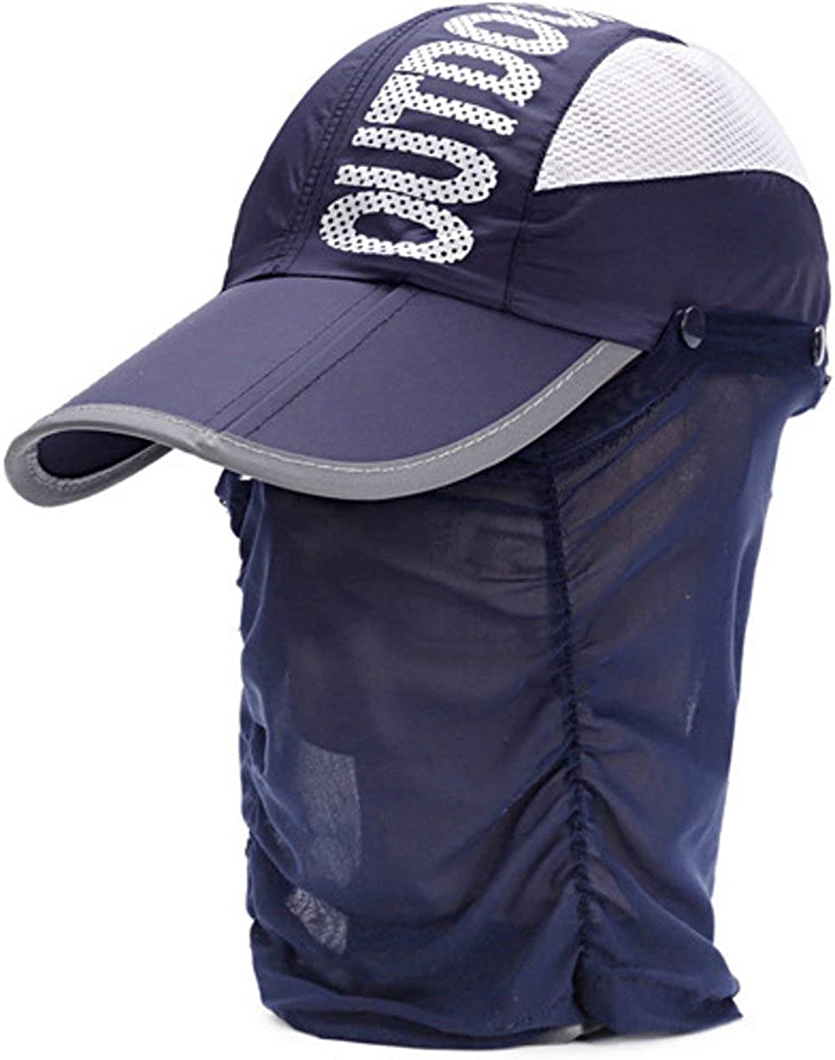 ラクエスト 折り畳み フェイスカバー キャップ 帽子 アウトドア( ネイビー,  Free Size)