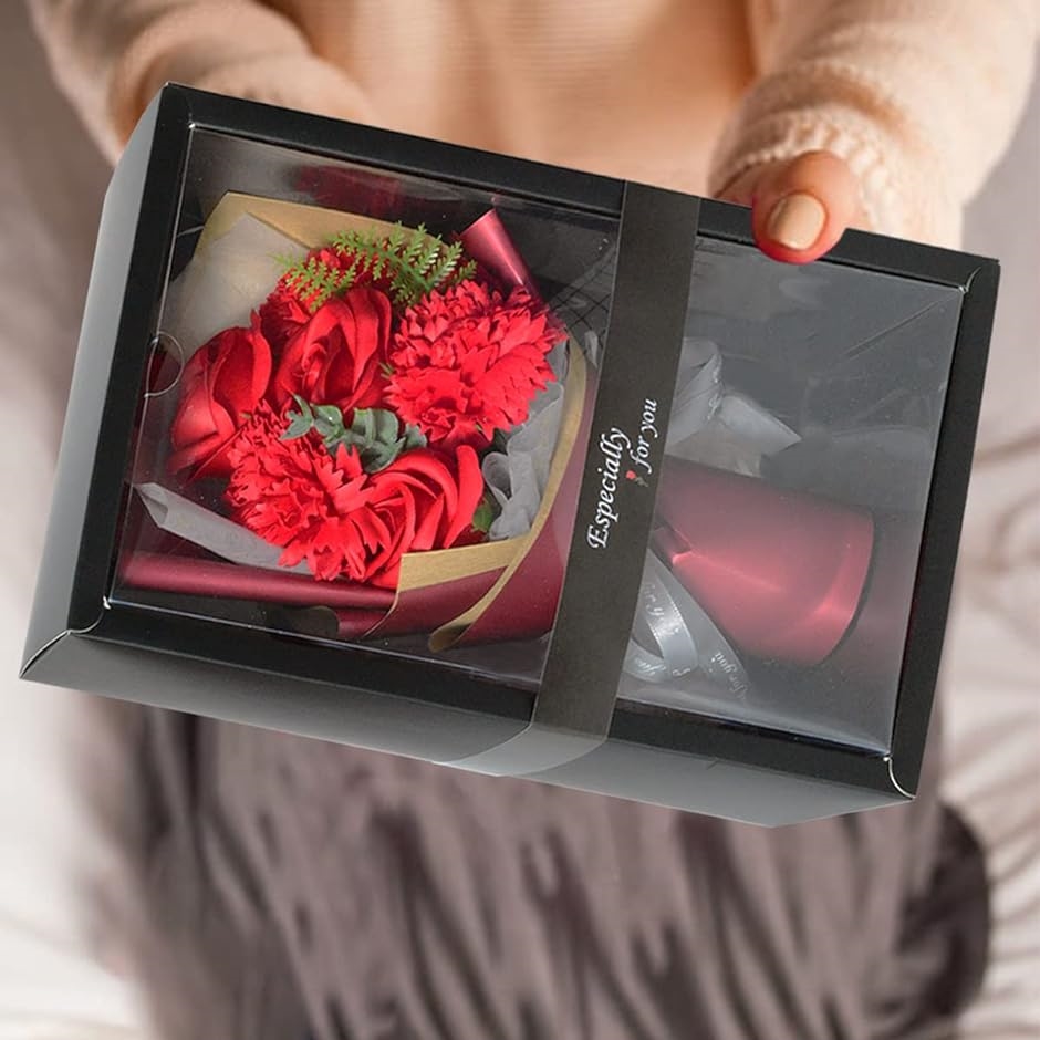 母の日のプレゼント ソープフラワー ギフト 造花 プリザーブドフラワー バラ シルクスカーフ付き メッセージカード付き MDM( 赤い造花)｜horikku｜04