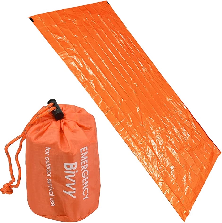 エマージェンシーシート 簡易寝袋 一人用 コンパクト 収納袋付き 軽量 防水 防寒 保冷 アウトドア 災害