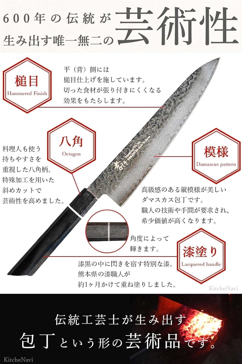 プロの料理人が使う包丁 堺打物 閃黒 青木刃物製作所( 210mm 牛刀包丁