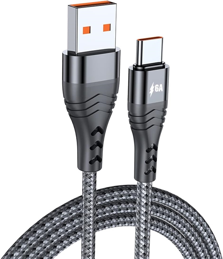 タイプc 充電ケーブル QC3.0対応USBTypeCケーブル 6A 急速充電タイプ ナイロン編み 1Mブラック MDM( ブラック,  1M)｜horikku