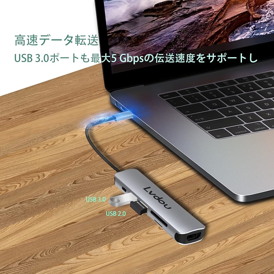 USB C ハブ アダプタ 6-in-1 マルチポート Type-C 85W PD充電 4K HDMI Micro SD MDM( Gray)