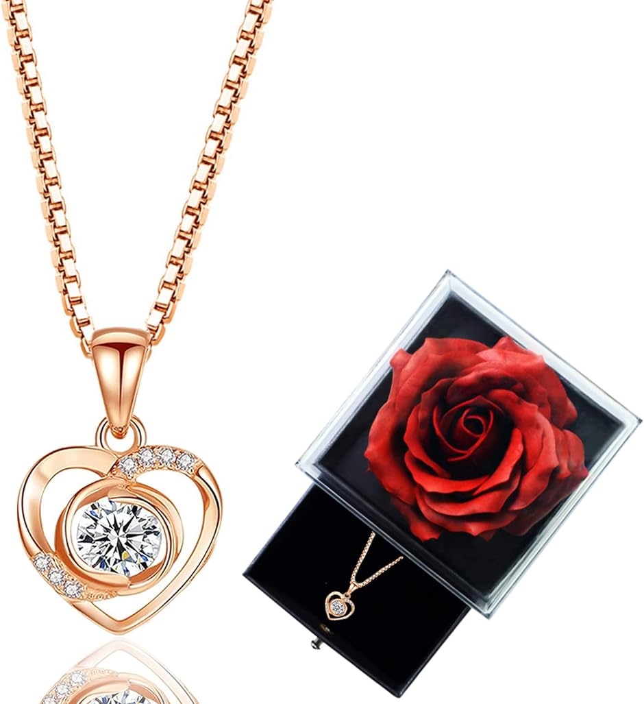 Yahoo! Yahoo!ショッピング(ヤフー ショッピング)ネックレス レディース 45cmチェーン アクセサリー シルバー925 オープンハート型 ワインレッド薔薇（ ワインレッドバラ）