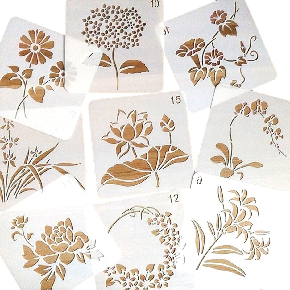 ステンシルシート 花 手帳 描画 テンプレート ステンシルプレート 花柄